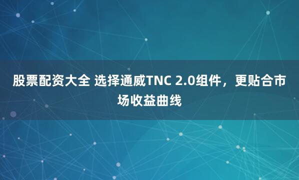 股票配资大全 选择通威TNC 2.0组件，更贴合市场收益曲线